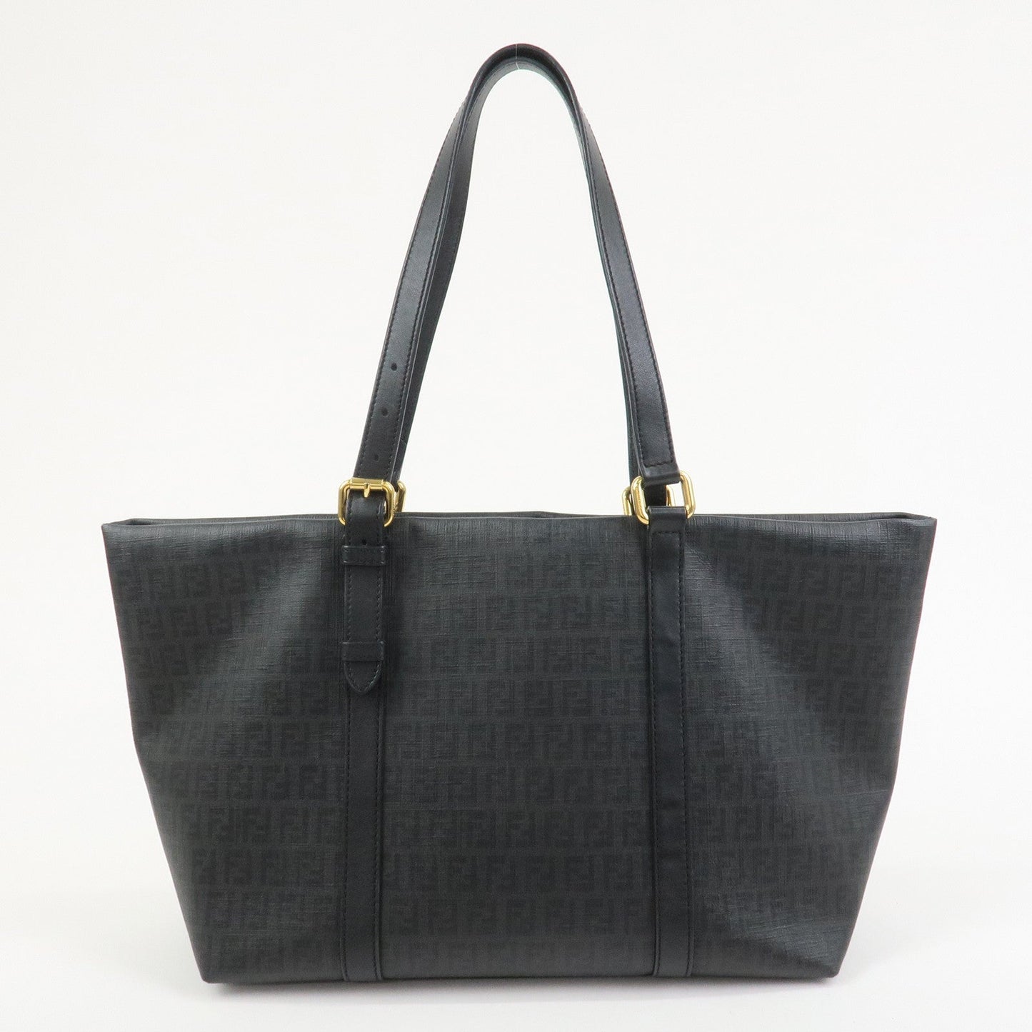FENDI Zucchino PVC Leather Tote Bag Shoulder Bag Black 8BH215