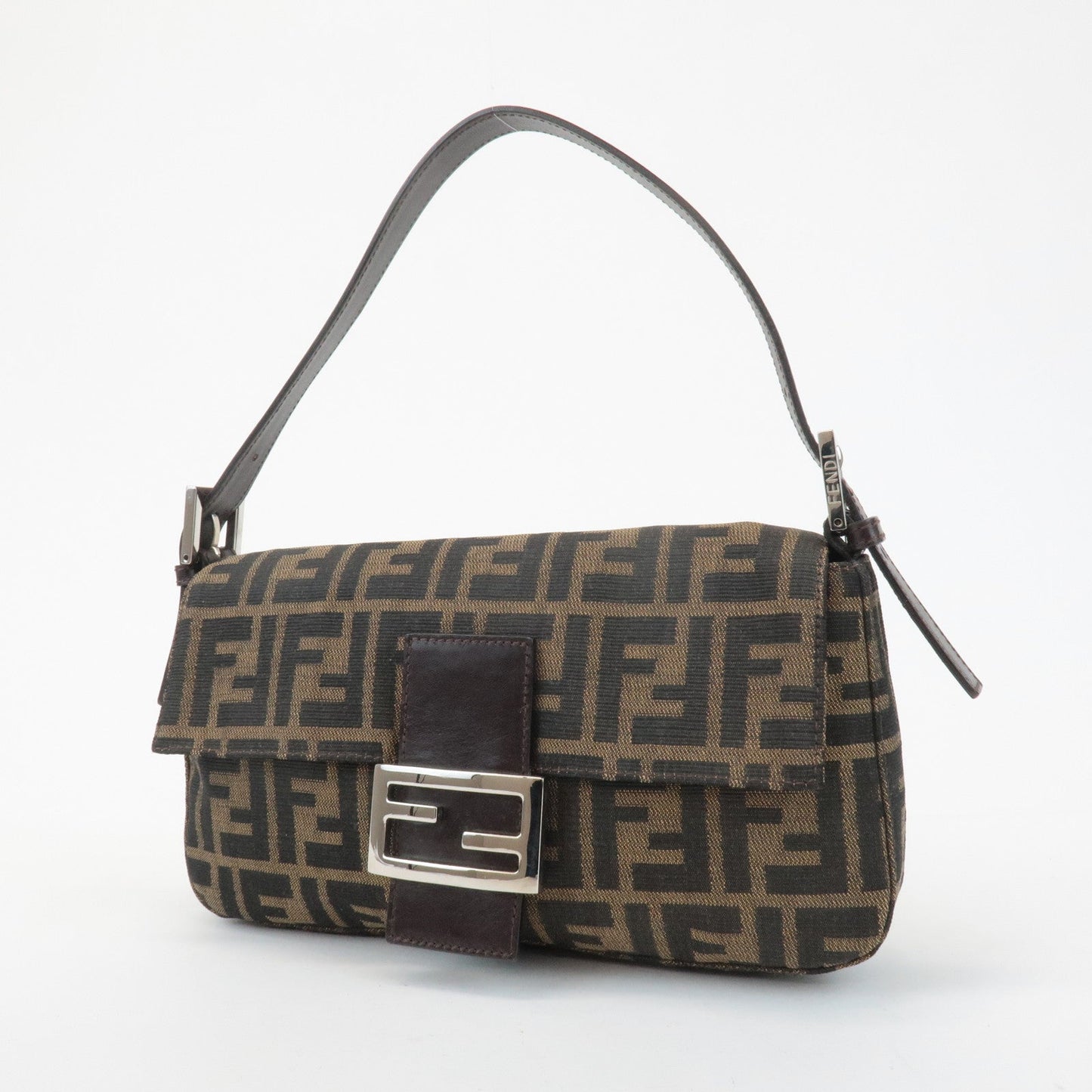 FENDI Zucca Mamma Baguette Canvas Shoulder Bag 26424 Brown Black