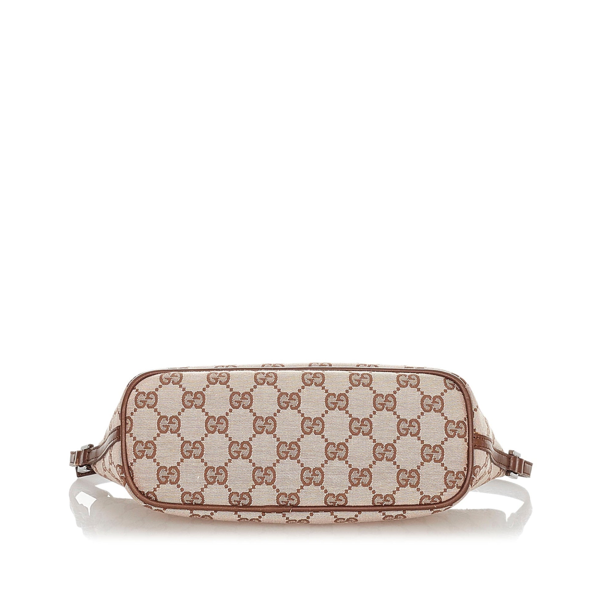 Gucci Baguette Leather Canvas Shoulder Bag