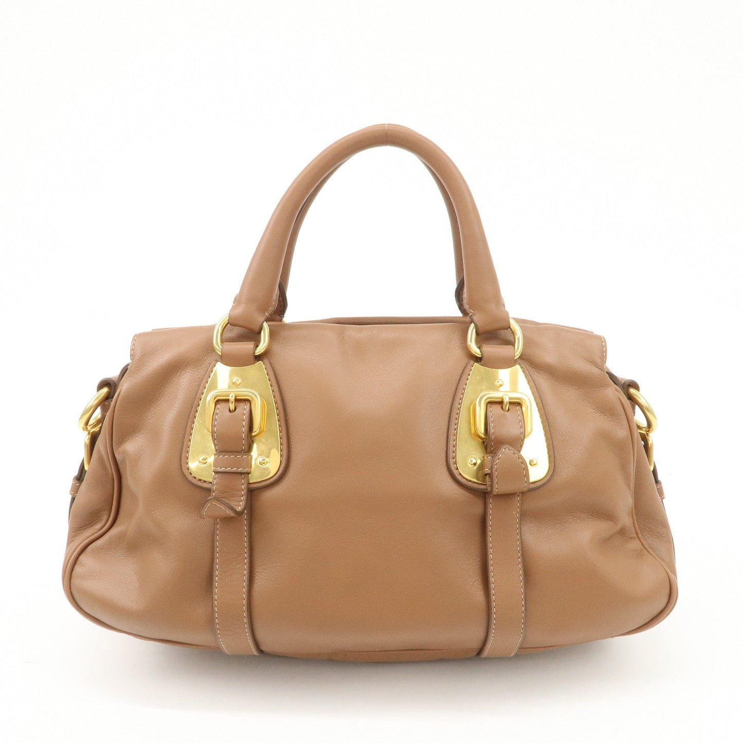 PRADA Leather 2Way Bag Hand Bag Shoulder Bag Brown BN2435