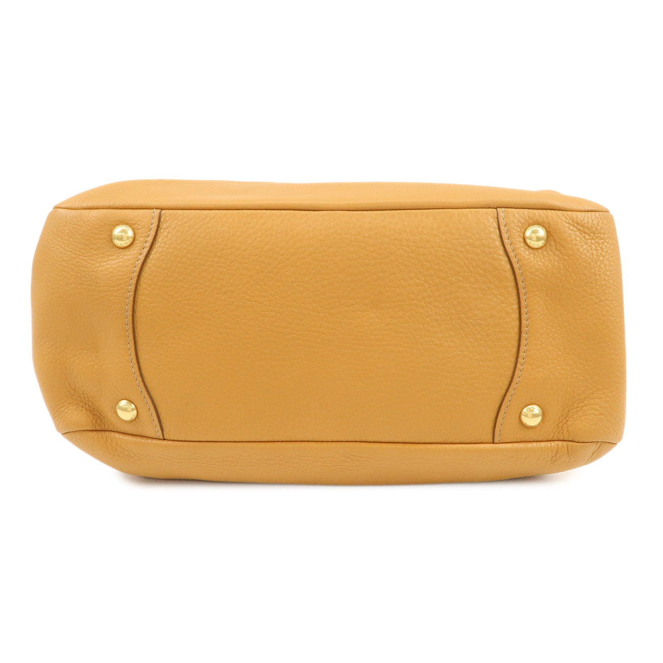 PRADA Logo Leather Chain Shoulder Bag Boston Bag Hand Bag Camel BL0692
