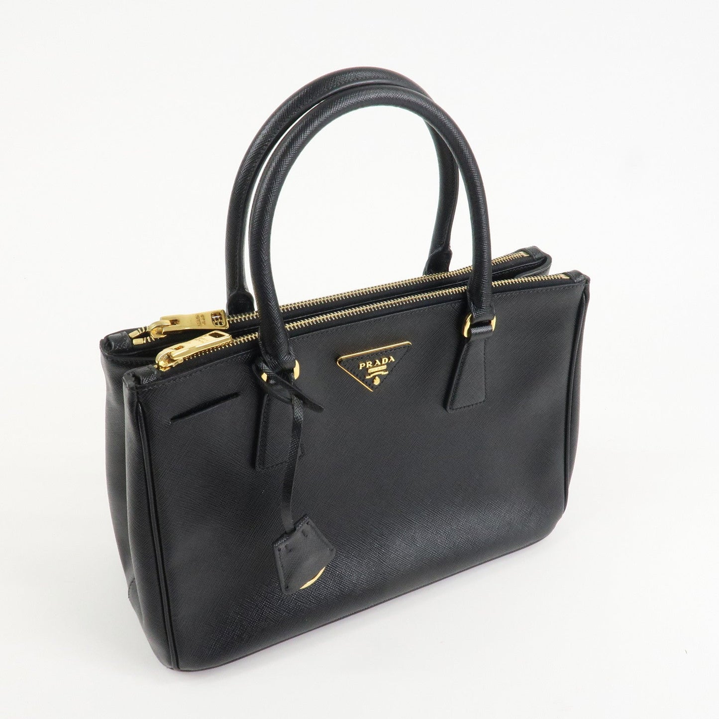 PRADA Triangle Logo Saffiano Leather 2WAY Hand Bag Black BN1801
