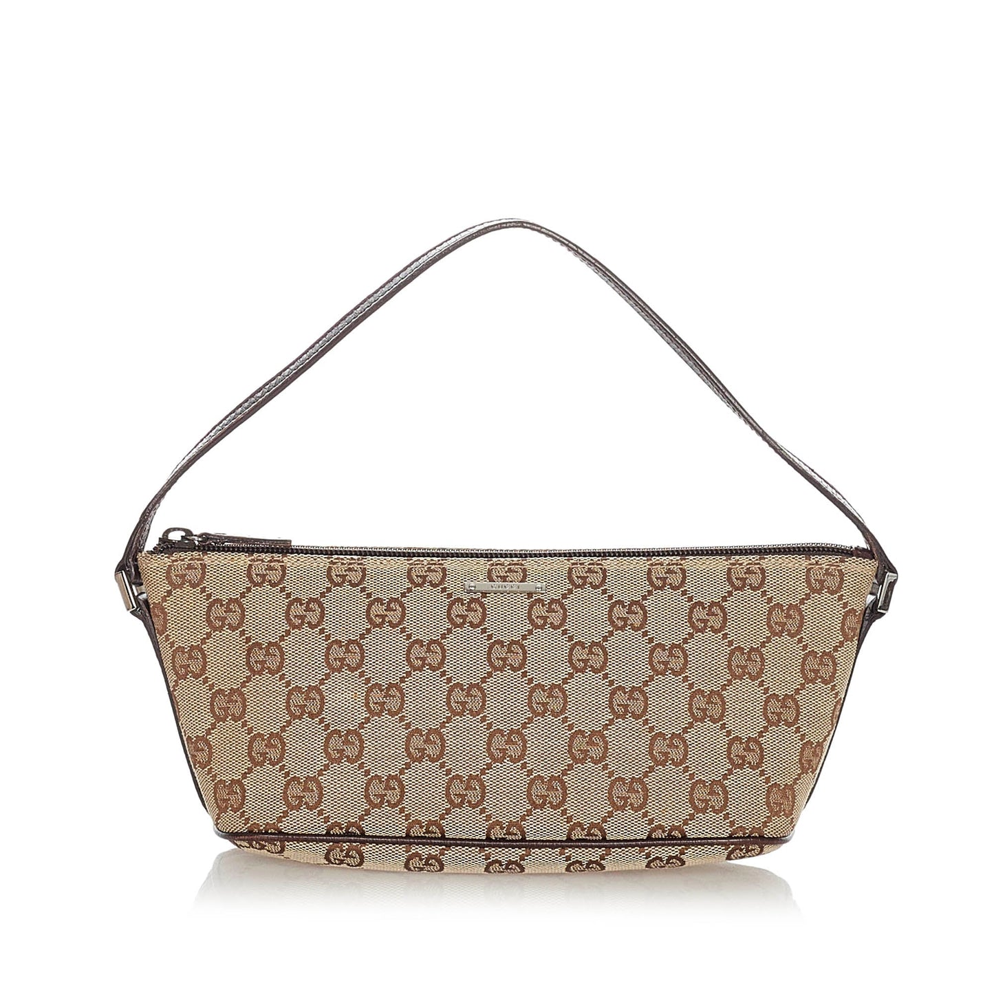 Gucci Baguette Leather Canvas Shoulder Bag