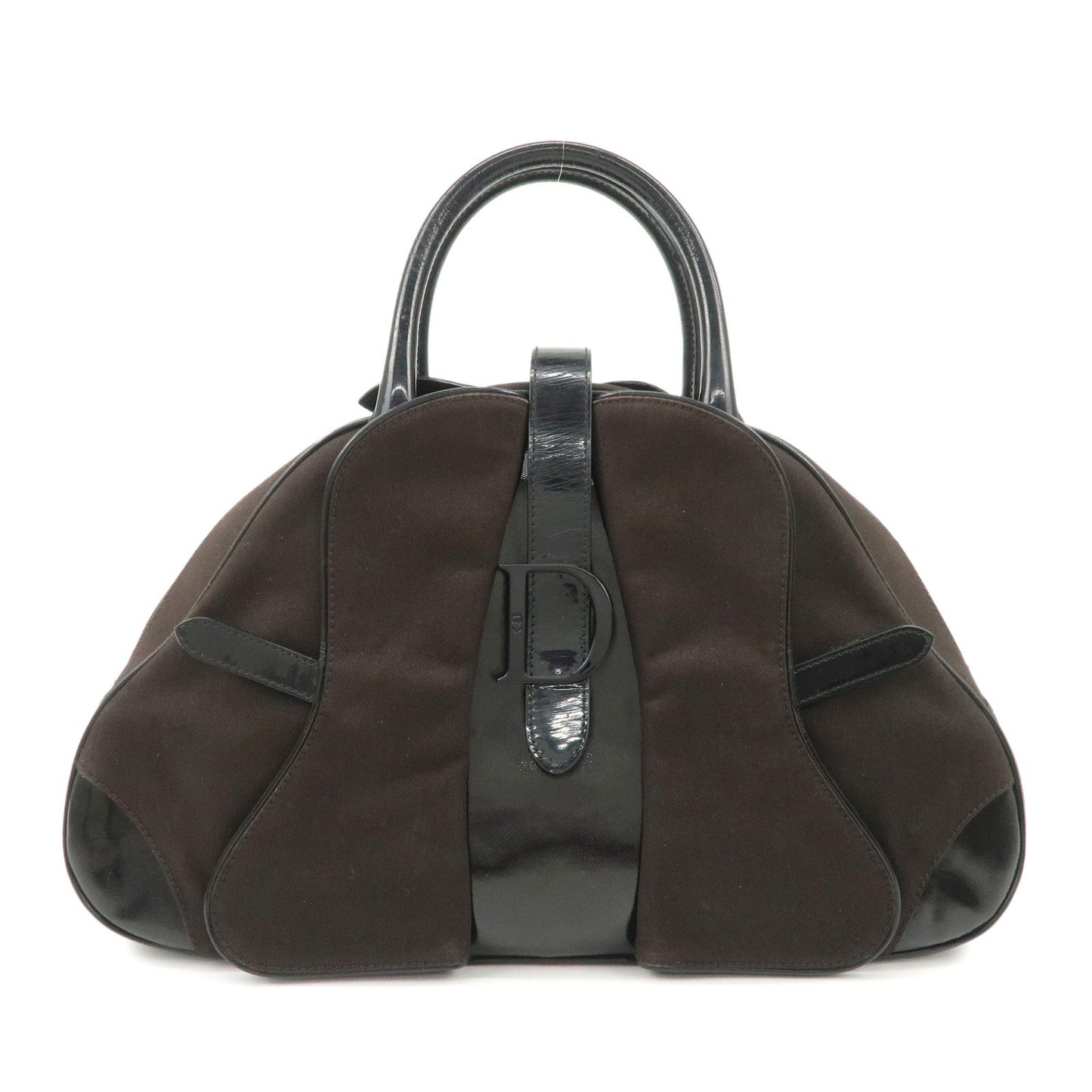 Christian Dior Double Saddle Canvas Patent Leather Hand Bag