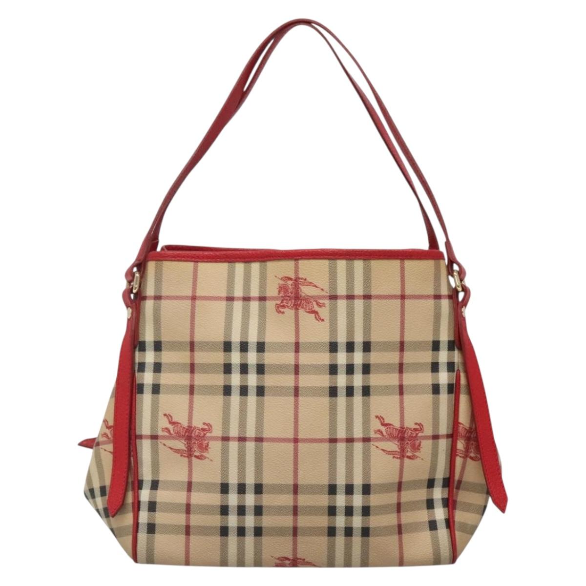 Burberry Haymarket Beige Canvas Shoulder Bag ( )