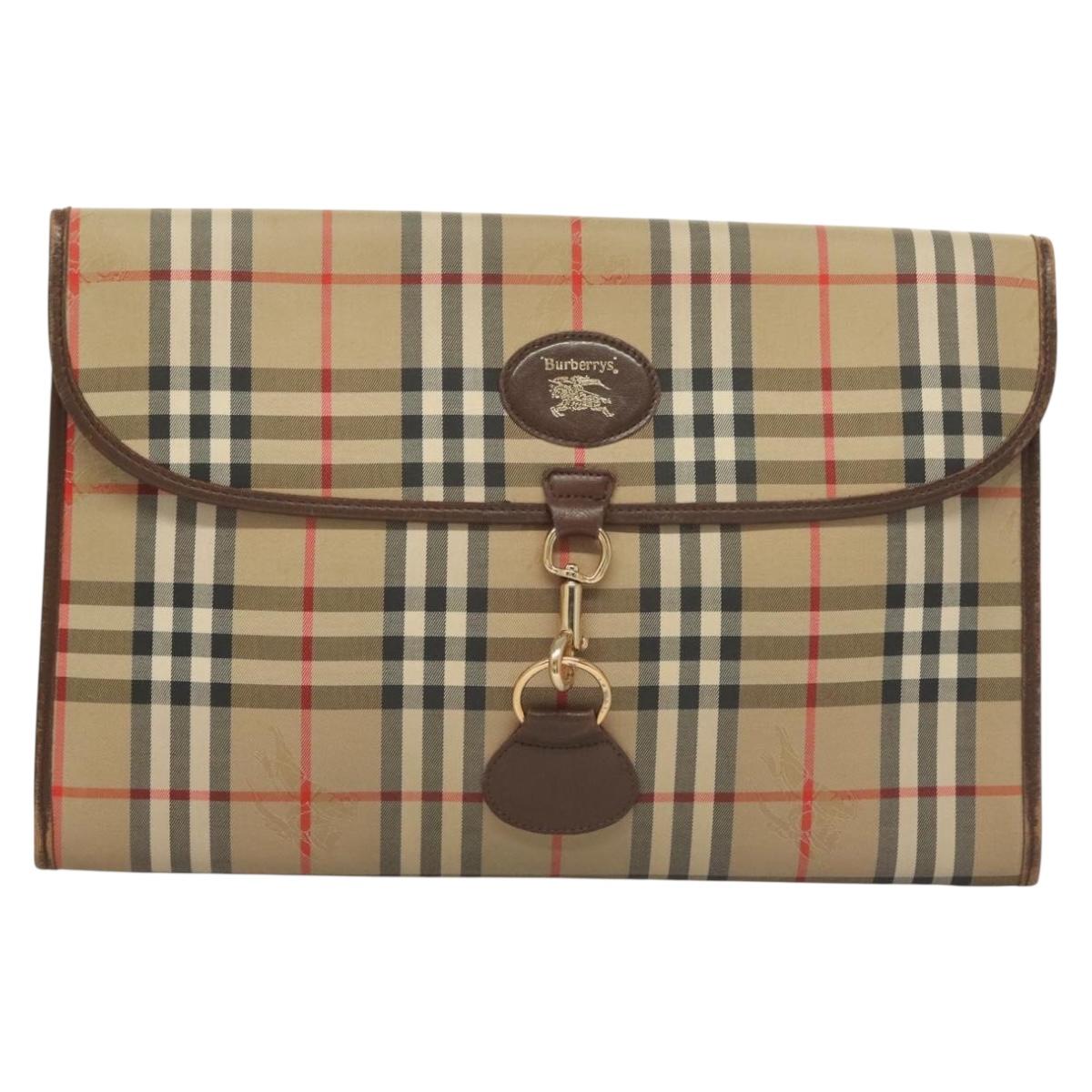 Burberry Nova Check Beige Canvas Clutch Bag ( )
