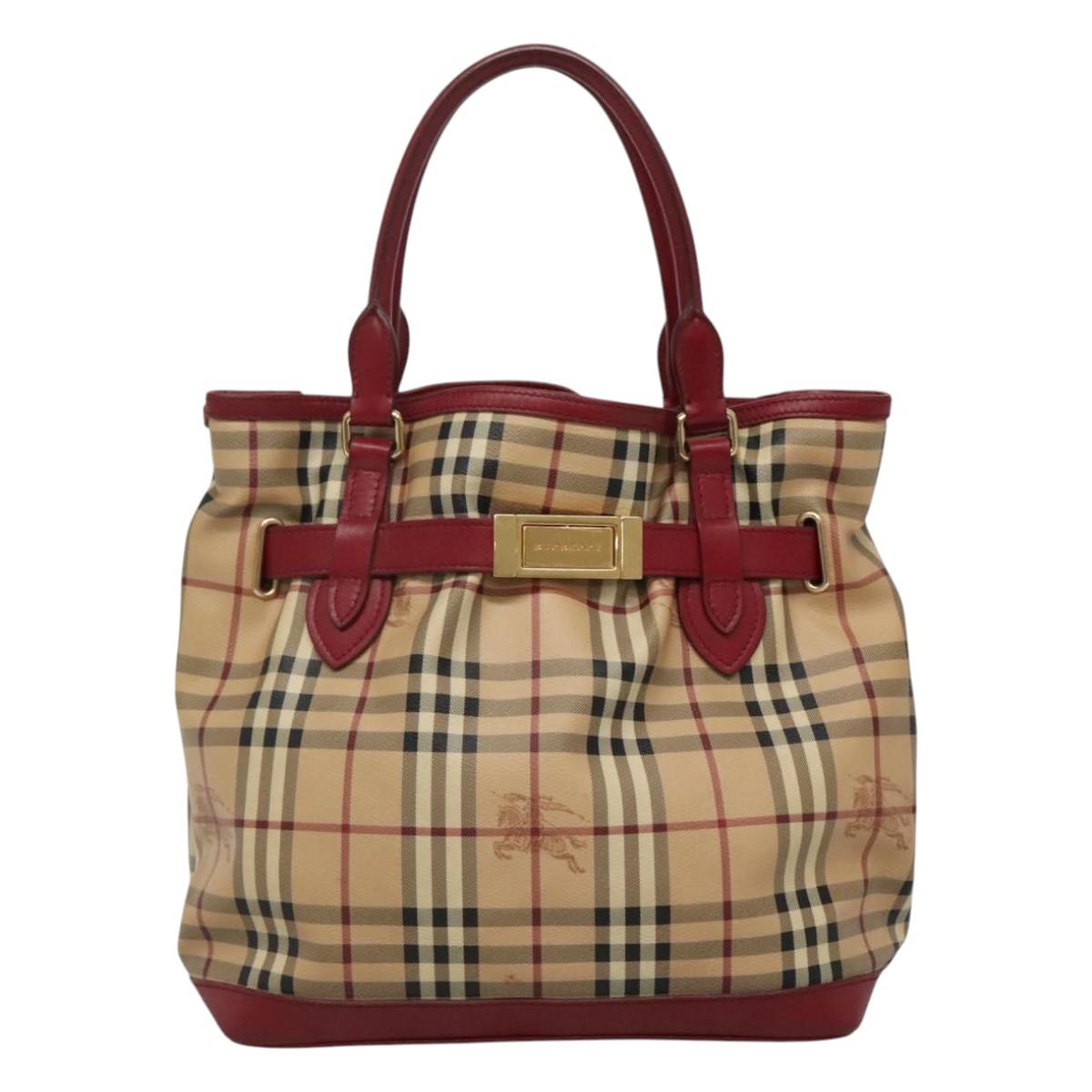 Burberry Haymarket Beige Canvas Handbag ( )