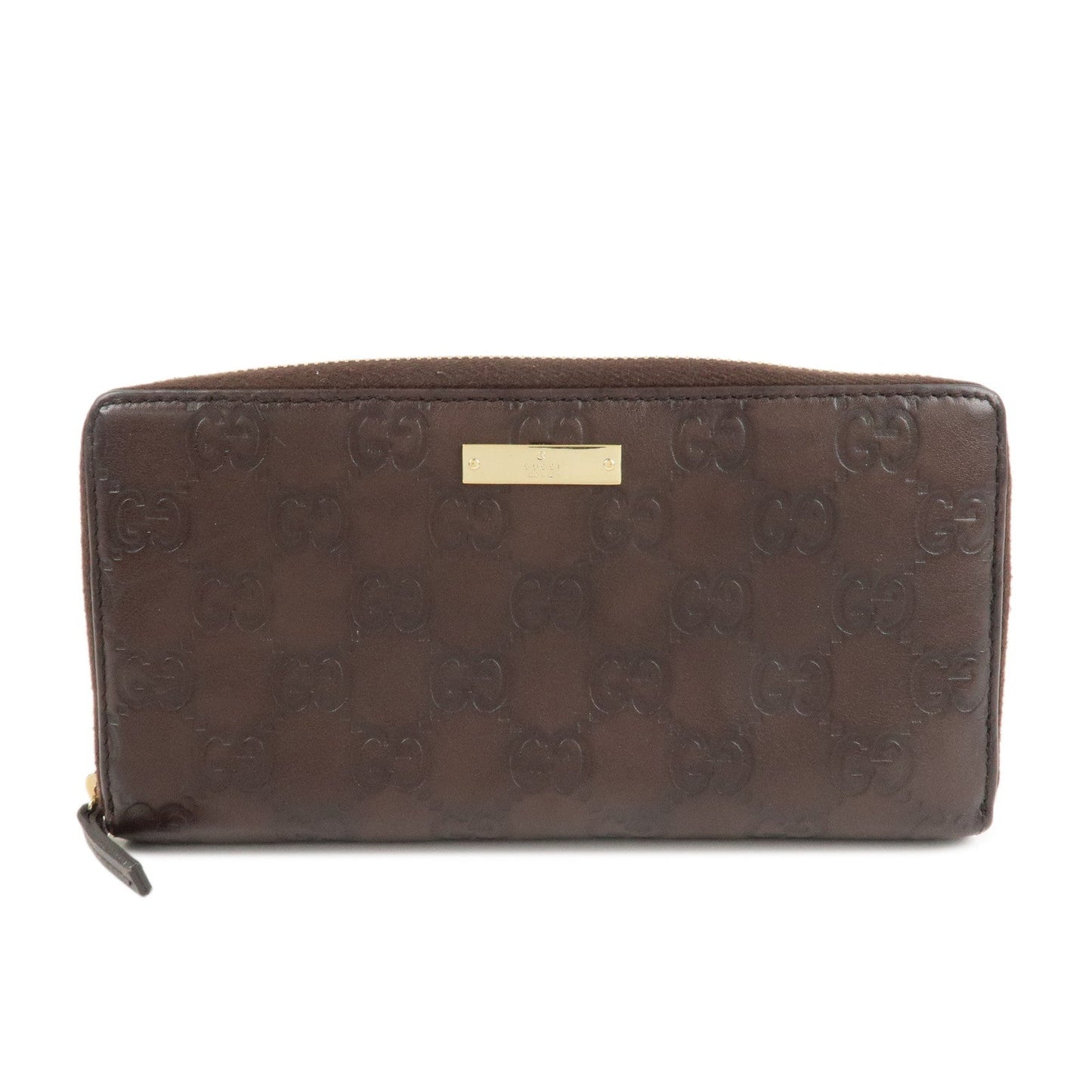 GUCCI Guccissima Leather Round Zippy Long Wallet Dark Brown 112724