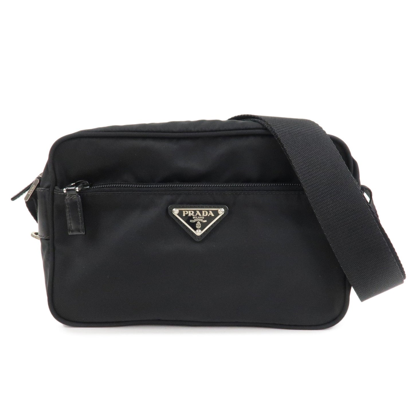 PPRADA Triangle Logo Nylon Leather Shoulder Bag NERO Black BT0166