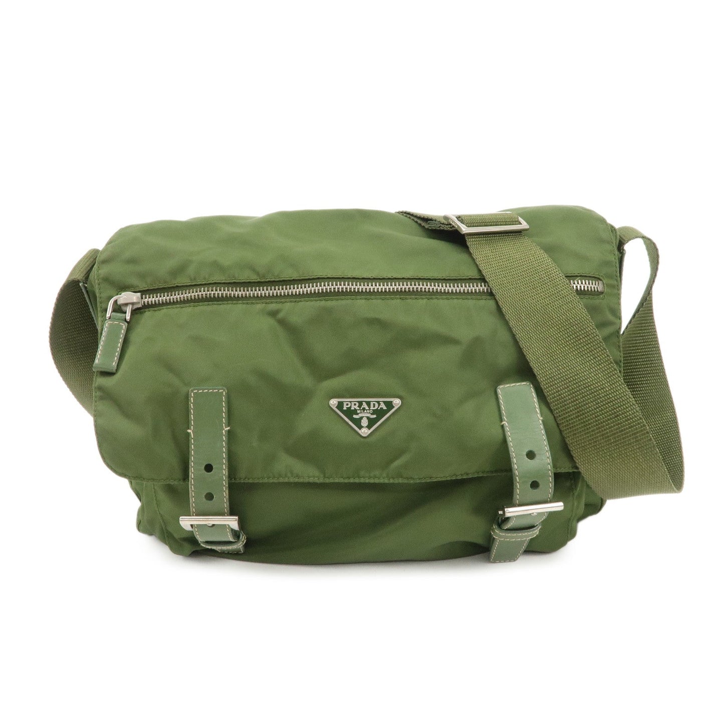 PRADA Triangle Logo Nylon Shoulder Bag Crossbody Bag Green