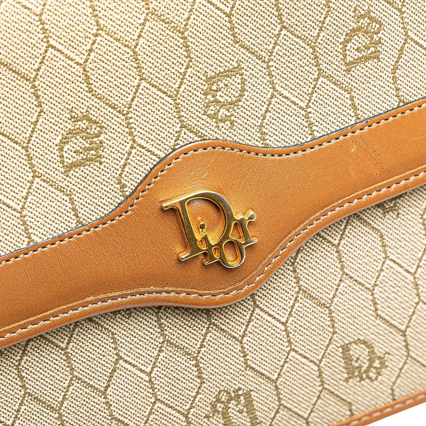 Brown Dior Honeycomb Coated Canvas Chain Shoulder Bag