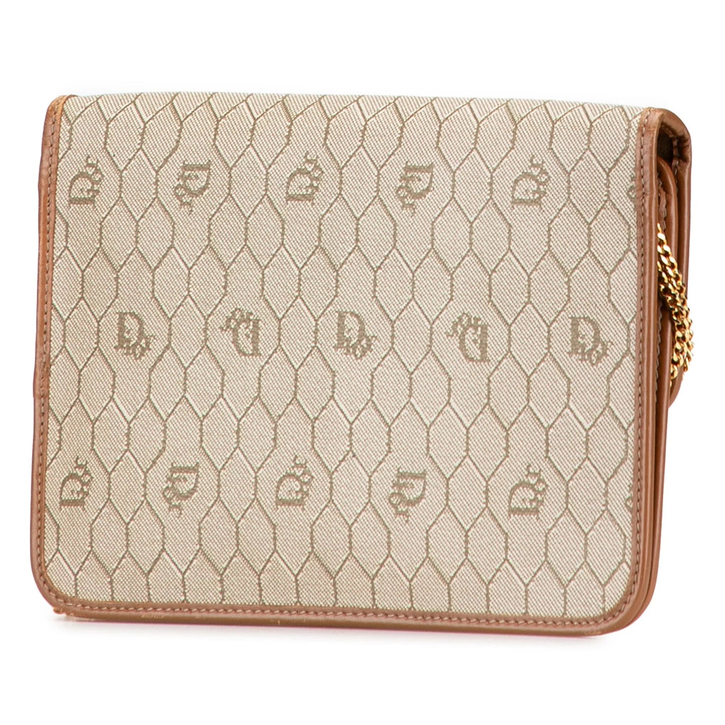 Brown Dior Honeycomb Coated Canvas Chain Shoulder Bag