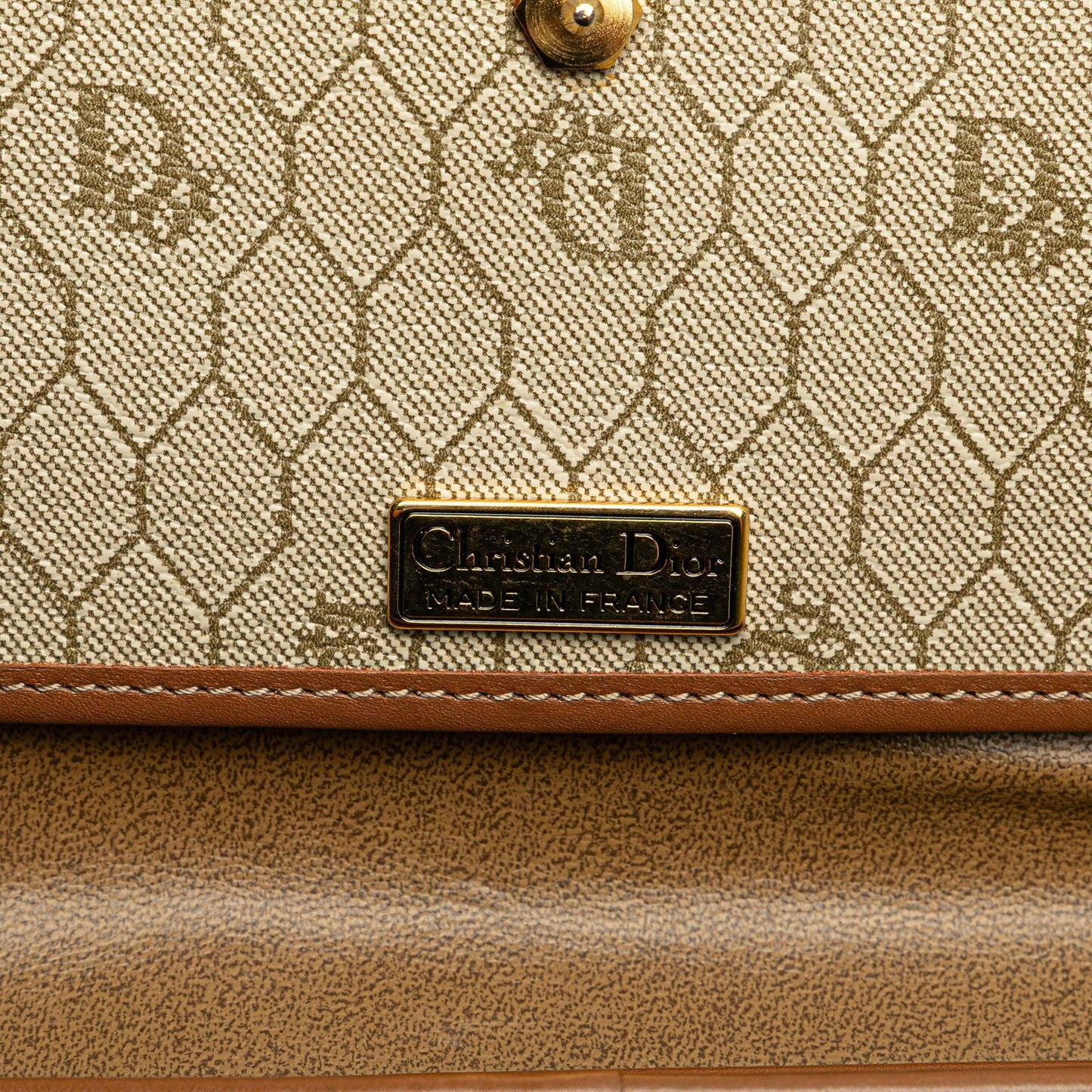 Brown Dior Honeycomb Coated Canvas Chain Shoulder Bag