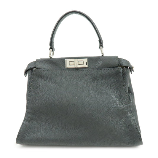 FENDI Selleria Peekaboo Calf Leather 2Way Shoulder Hand Bag 8BN226