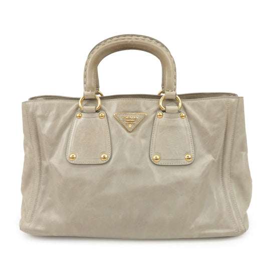 PRADA Triangle Logo Leather 2Way Bag Tote Bag Gray BN2104
