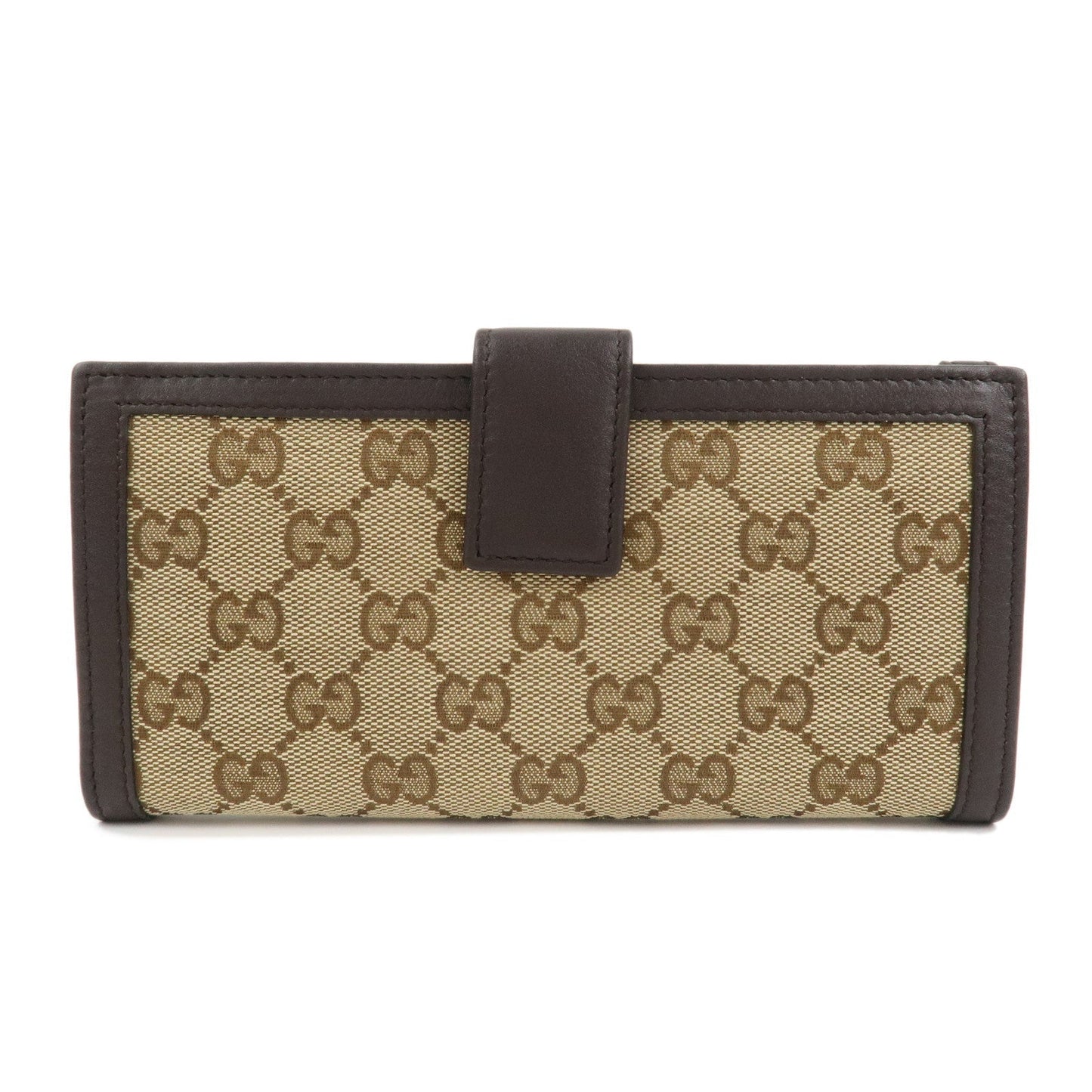 GUCCI Interlocking G GG Canvas Double Flap Long Wallet Brown 282426