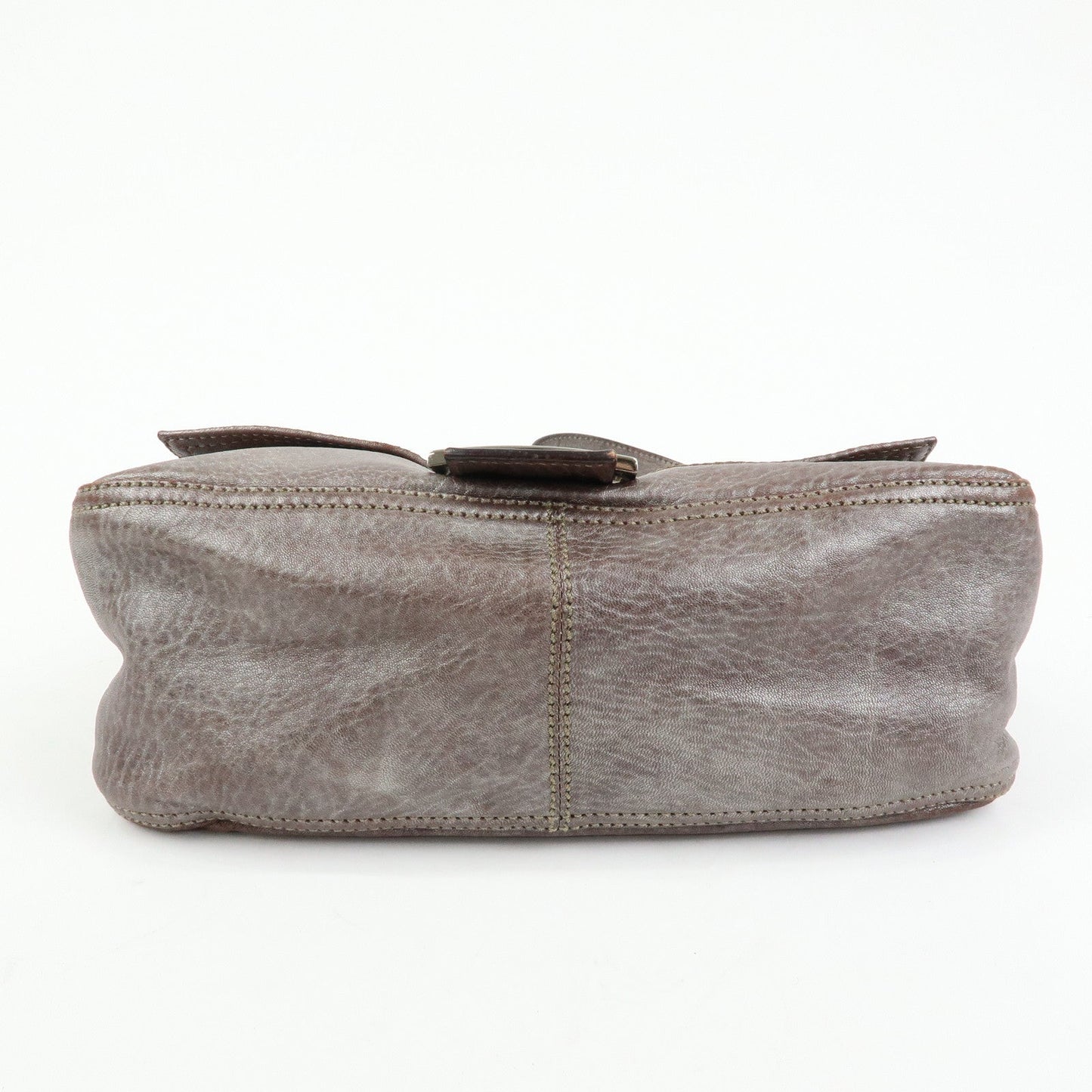 FENDI Mamma Baguette Leather Shoulder Bag Metallic Brown 8BR001