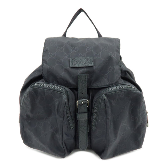 GUCCI GG Nylon Leather Backpack Ruck Sack Black 406361