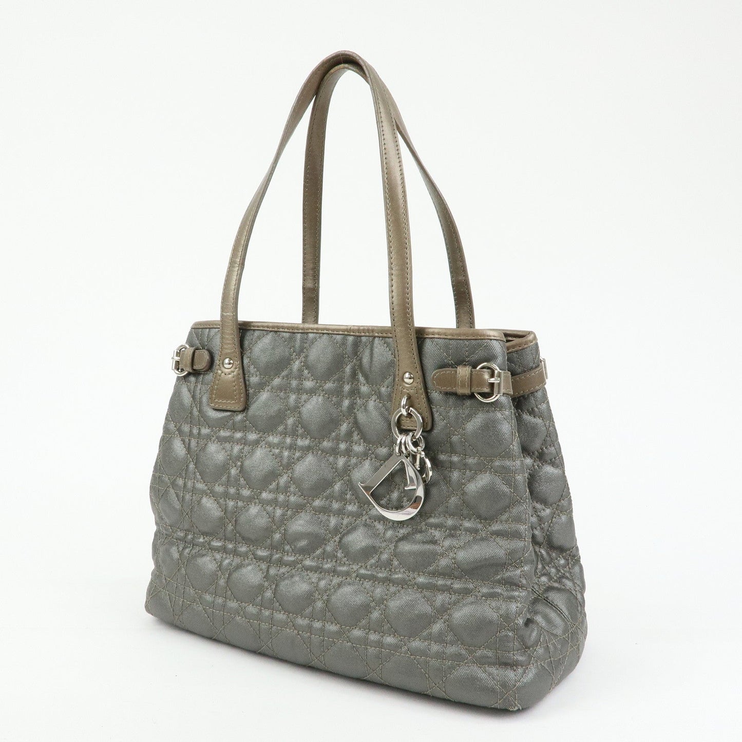 Christian Dior Panarea Cannage PVC Coated Canvas Tote Bag Gray
