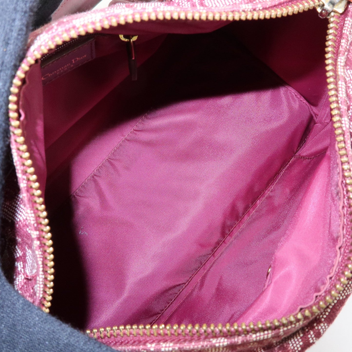 Christian Dior Trotter Jacquard Canvas Leather Boston Bag Hand Bag