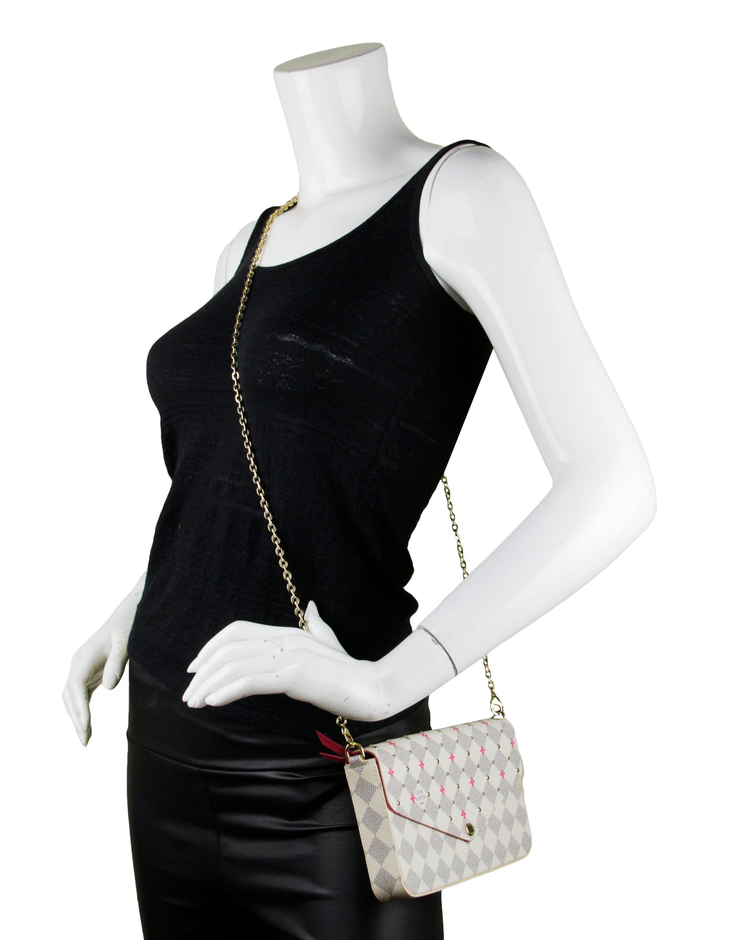 Louis Vuitton Damier Azur Studs Felicie Chain Wallet Crossbody Bag