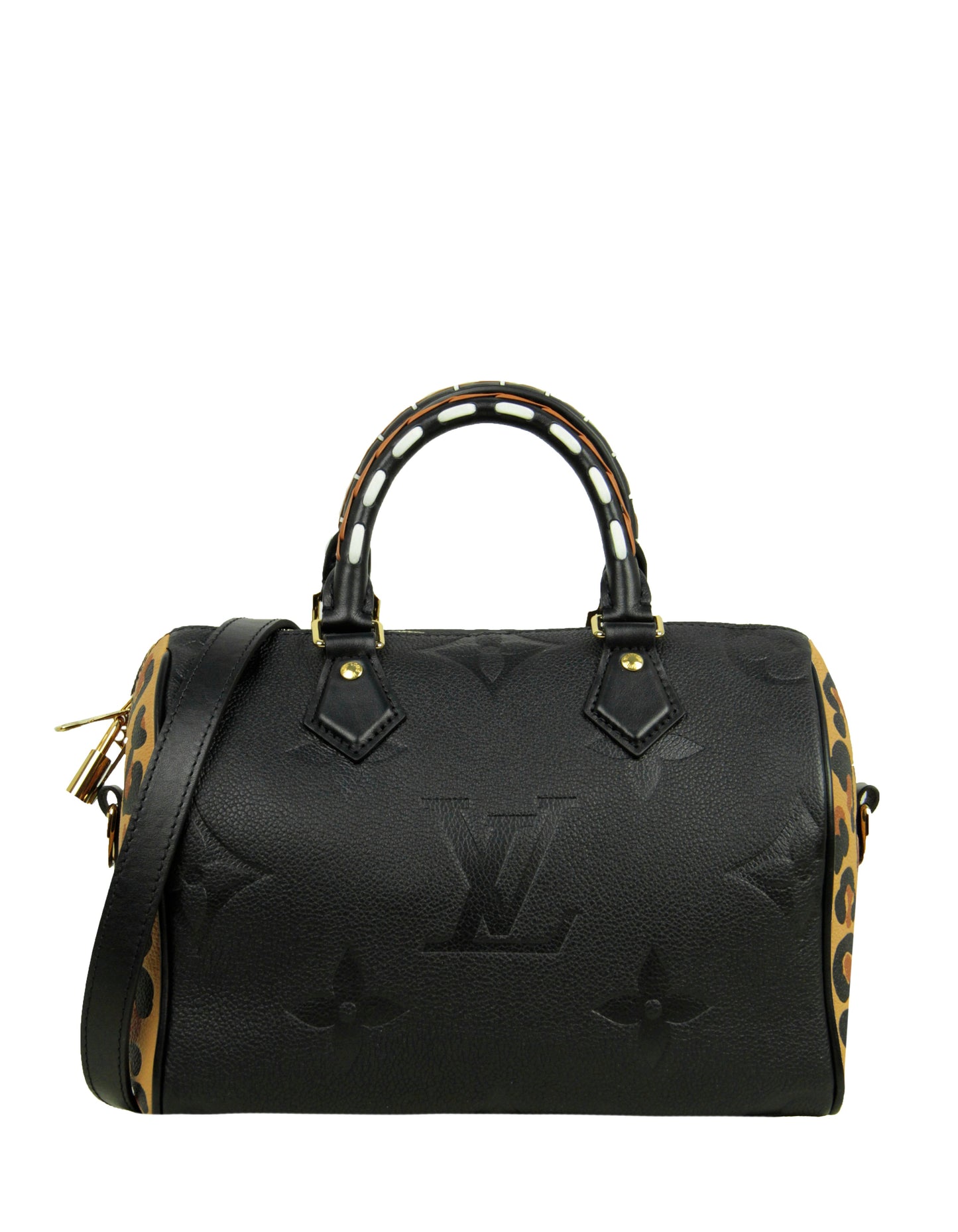 Louis Vuitton Black Leather Empreinte Monogram Giant Wild At Heart Speedy Bandouliere 25 Bag
