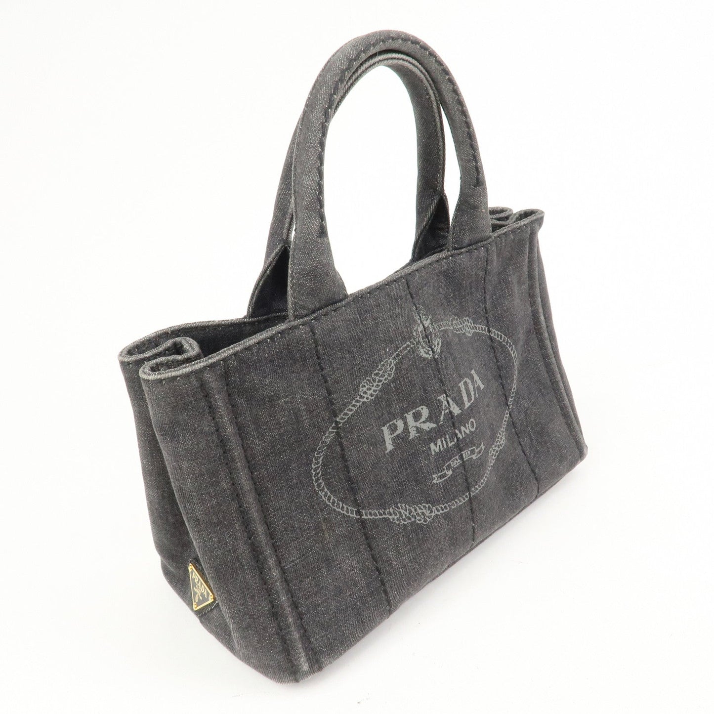 PRADA Logo Canapa Mini Canvas 2Way Bag Hand Bag 1BG439