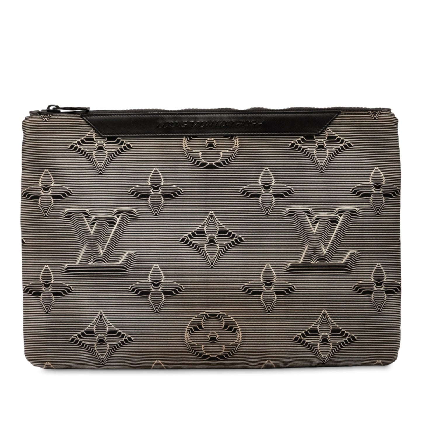 Gray Louis Vuitton Monogram 3D 2054 Reversible Pouch Clutch Bag