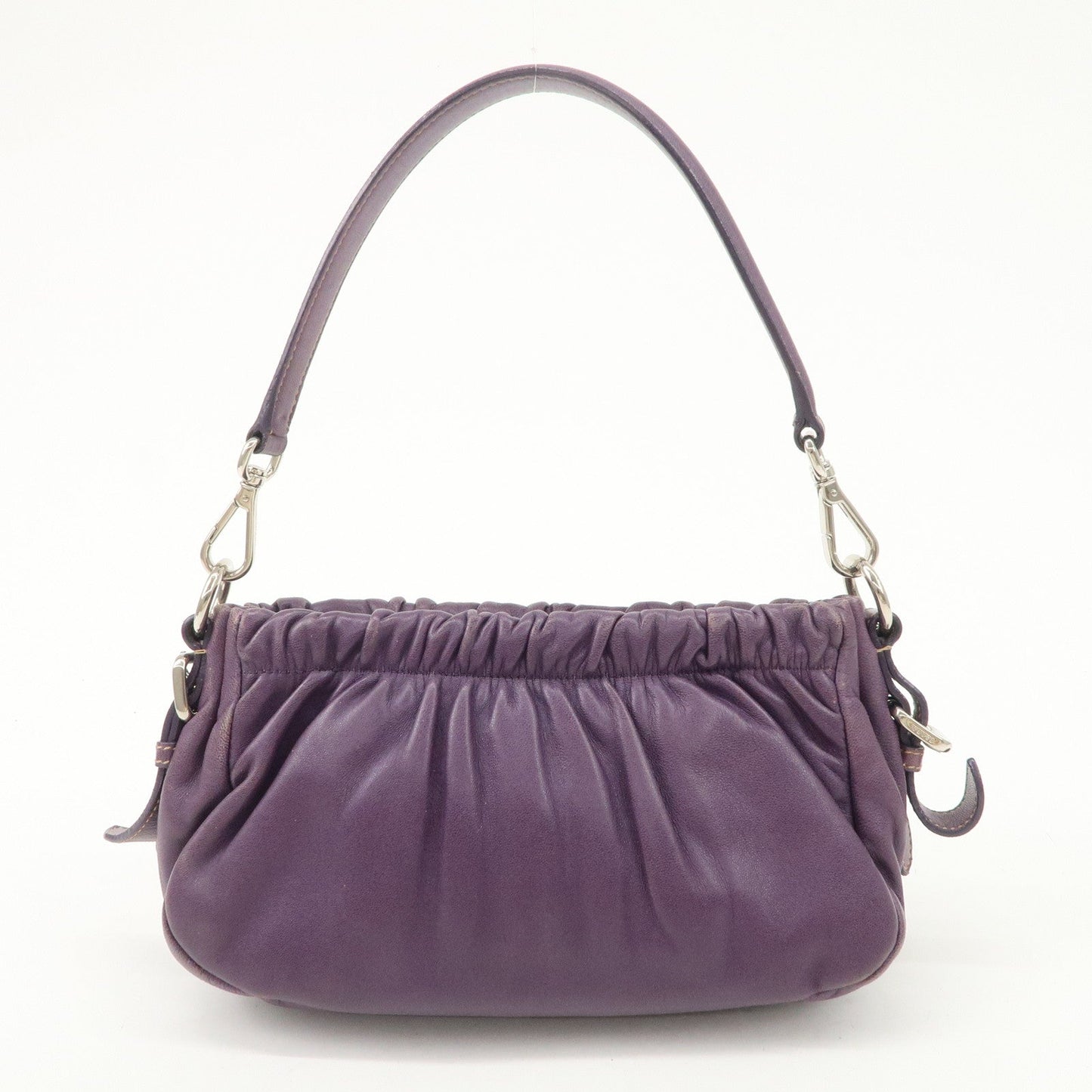 PRADA Ribbon Leather Shoulder Bag Hand Bag Purple