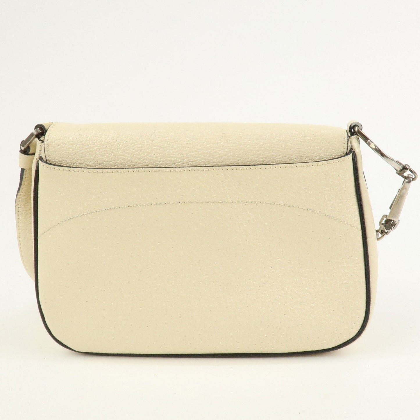 PRADA Logo Leather Shoulder Bag Hand Bag Ivory