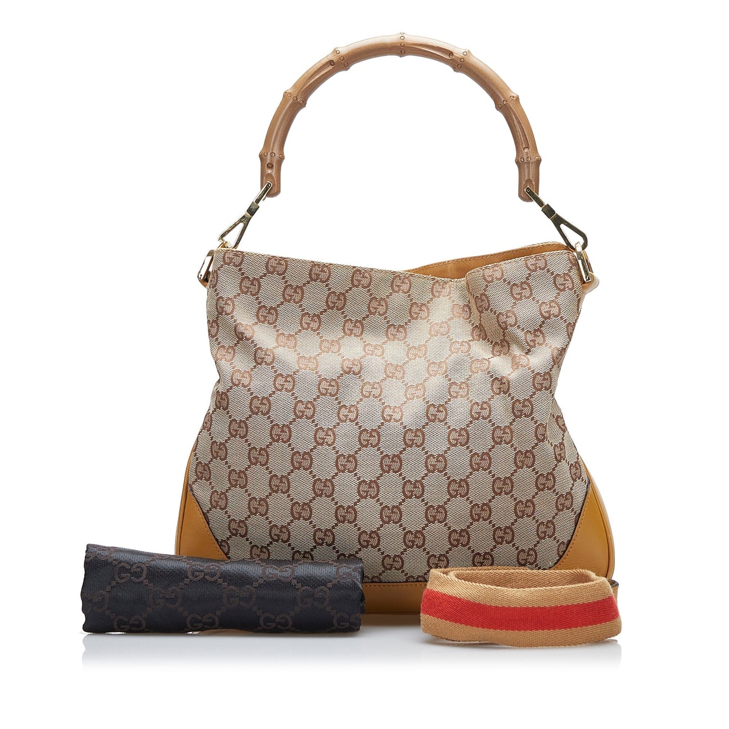Gucci Bamboo Leather Canvas Satchel
