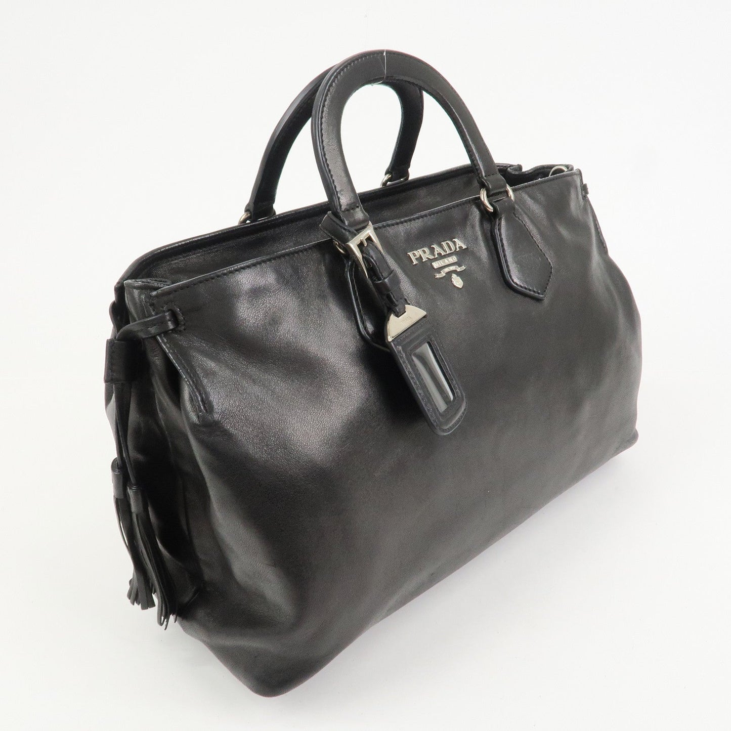 PRADA Logo Nappa Leather 2Way Bag Hand Bag Shoulder Bag Black