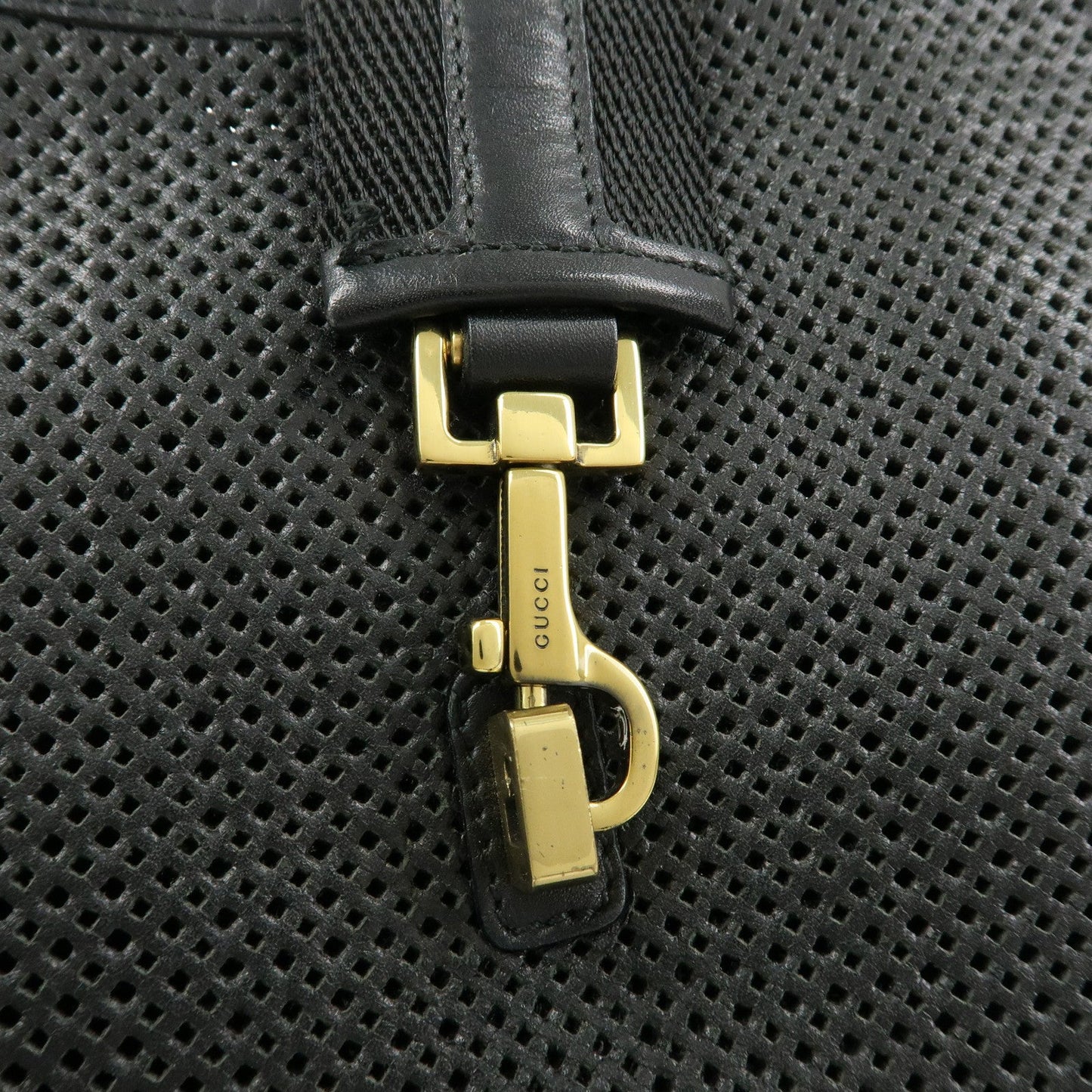 GUCCI Leather Canvas Shoulder Bag Hand Bag Black 02736