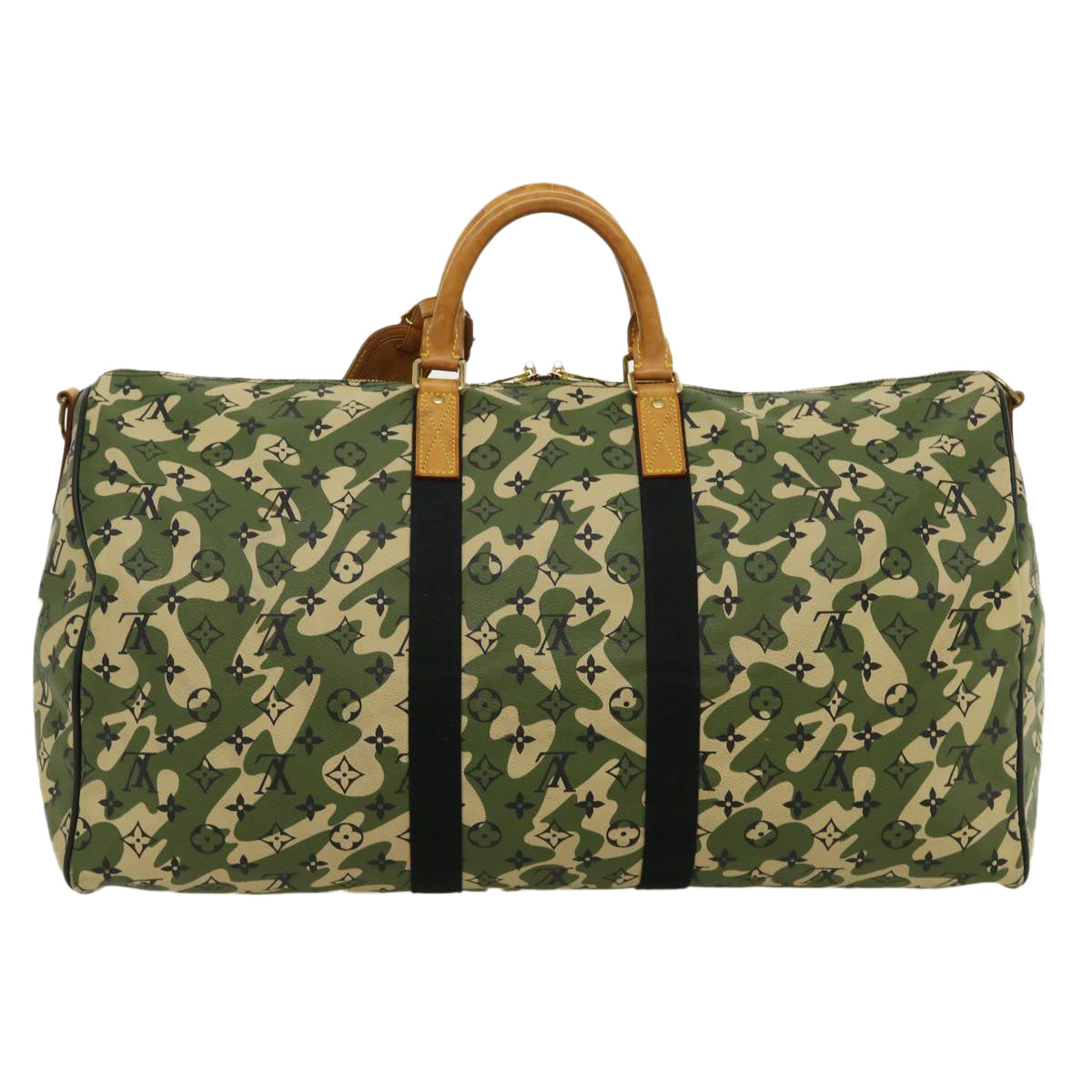 Louis Vuitton Green Canvas Keepall Bandouliere 55 travel bag