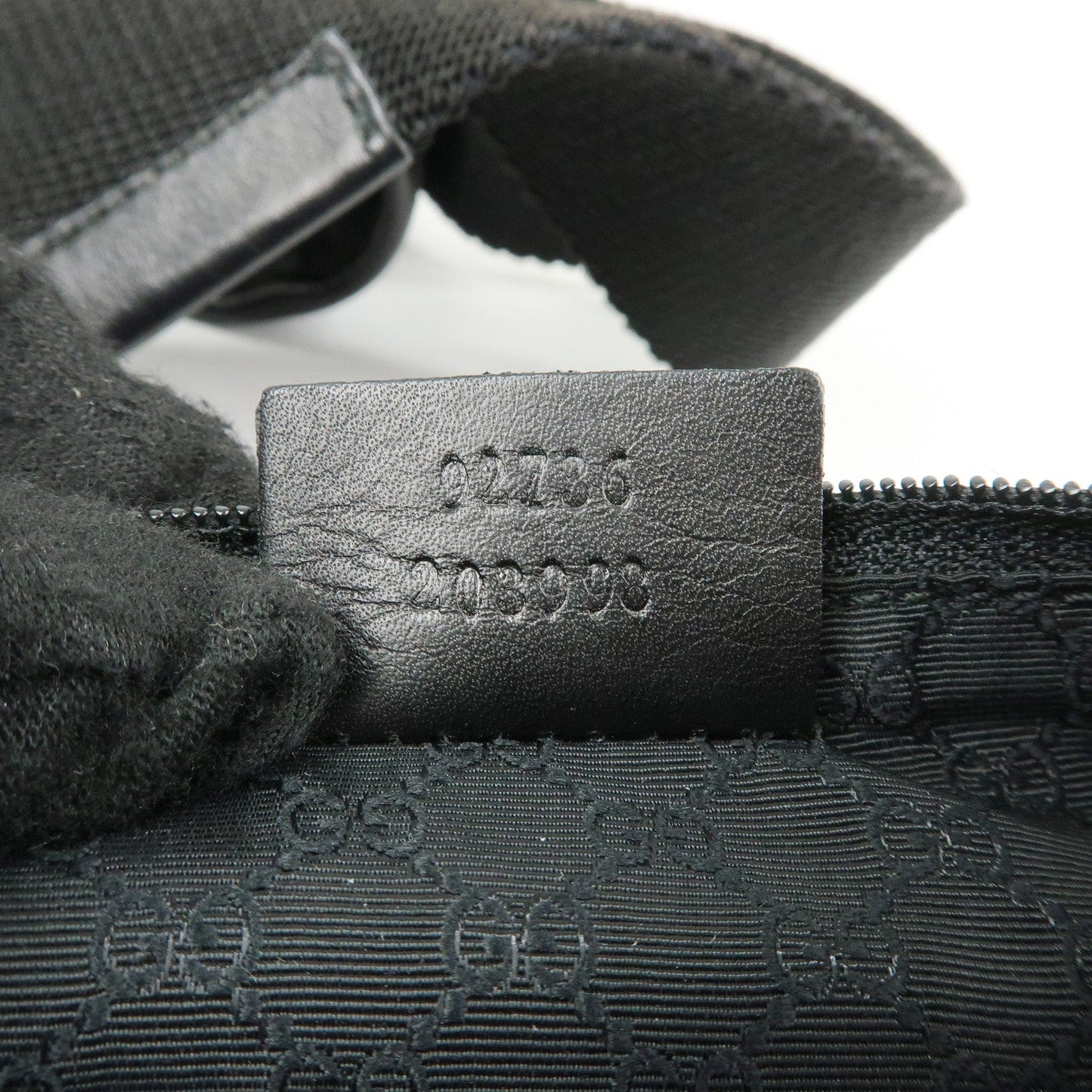 GUCCI Leather Canvas Shoulder Bag Hand Bag Black 02736