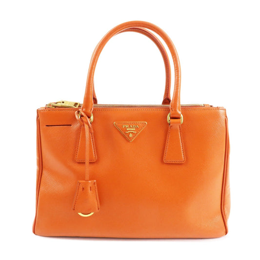 PRADA Triangle Logo Leather 2Way Hand Bag Orange 1BA863