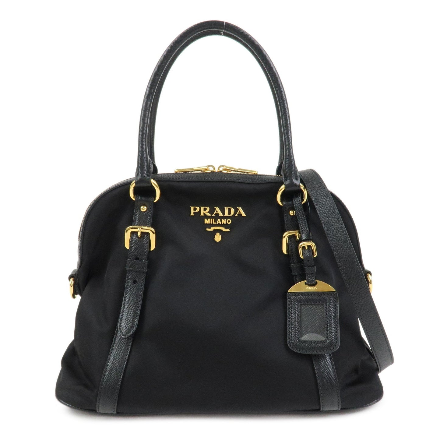PRADA Tessuto Nylon Saffiano Leather 2Way Hand Shoulder Bag 1BB013