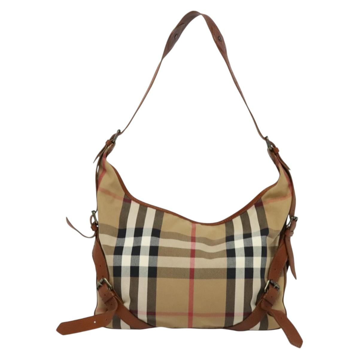 Burberry House Check Brown Canvas Shoulder Bag ( )