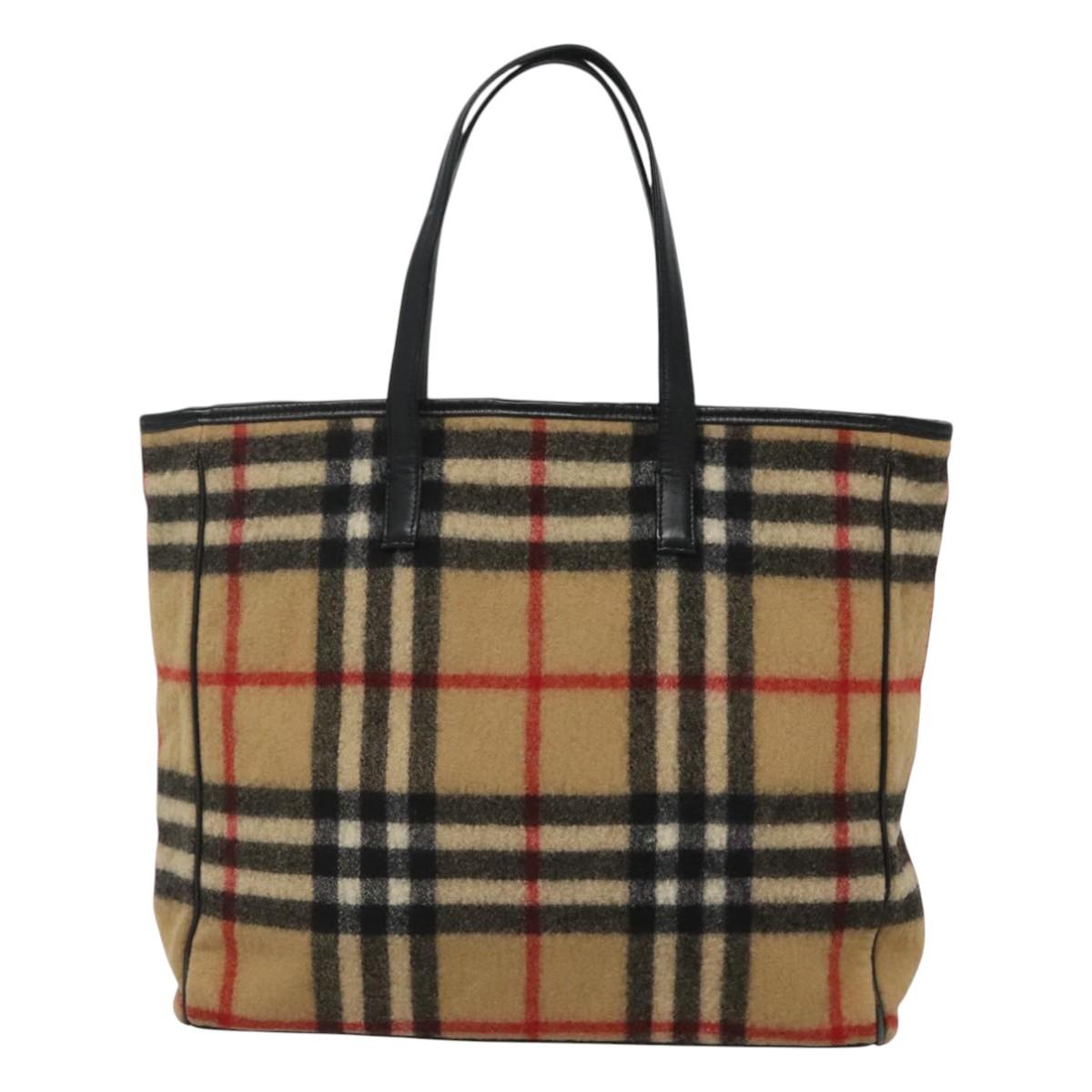 Burberry Nova Check Beige Wool Tote Bag ( )