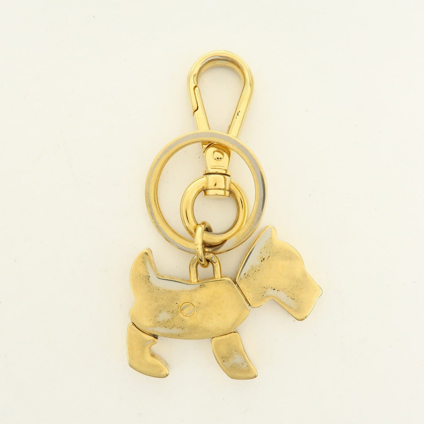 PRADA Dog Motif Metal Bag Charm Key Holder Black
