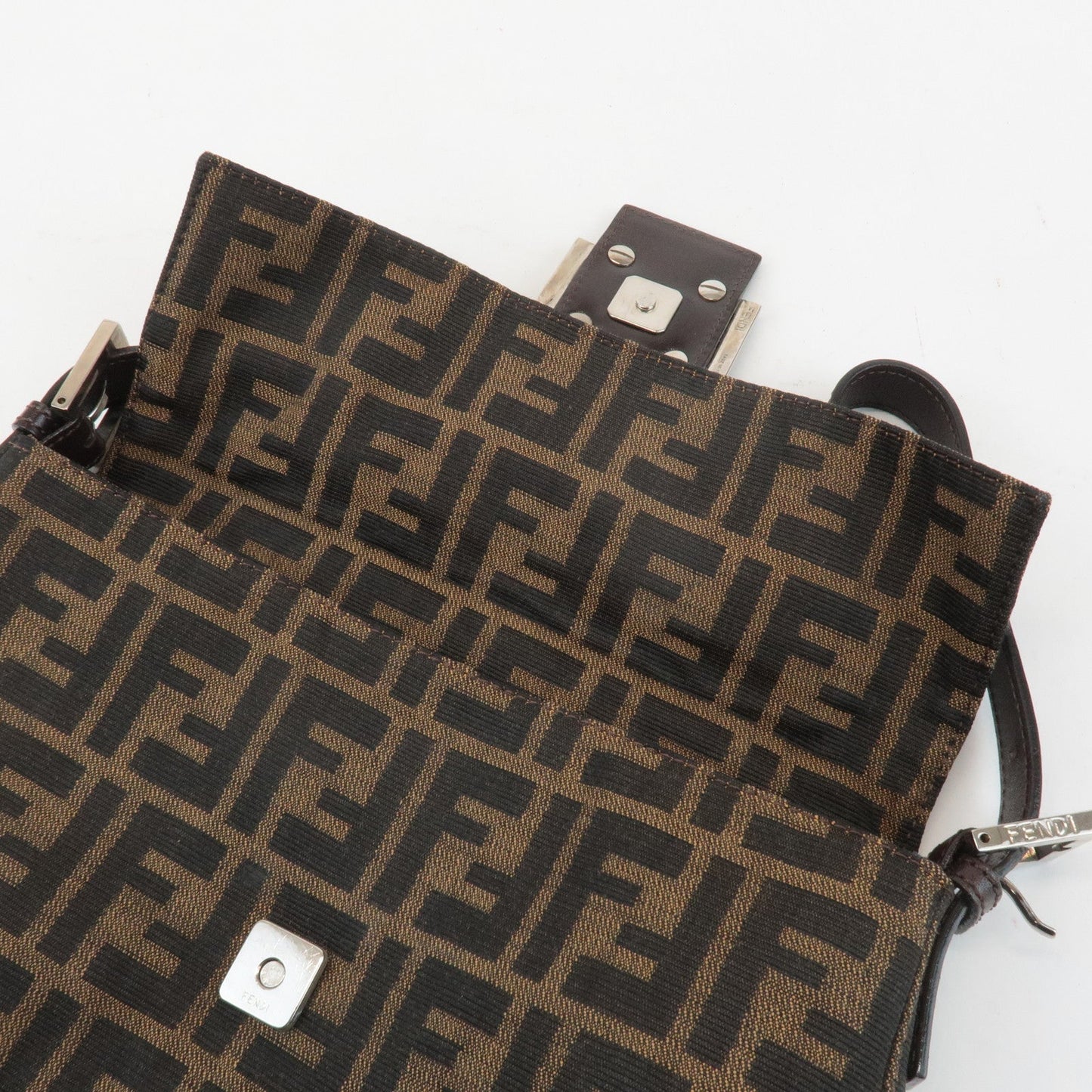 FENDI Zucca Mamma Baguette Canvas Shoulder Bag 26424 Brown Black