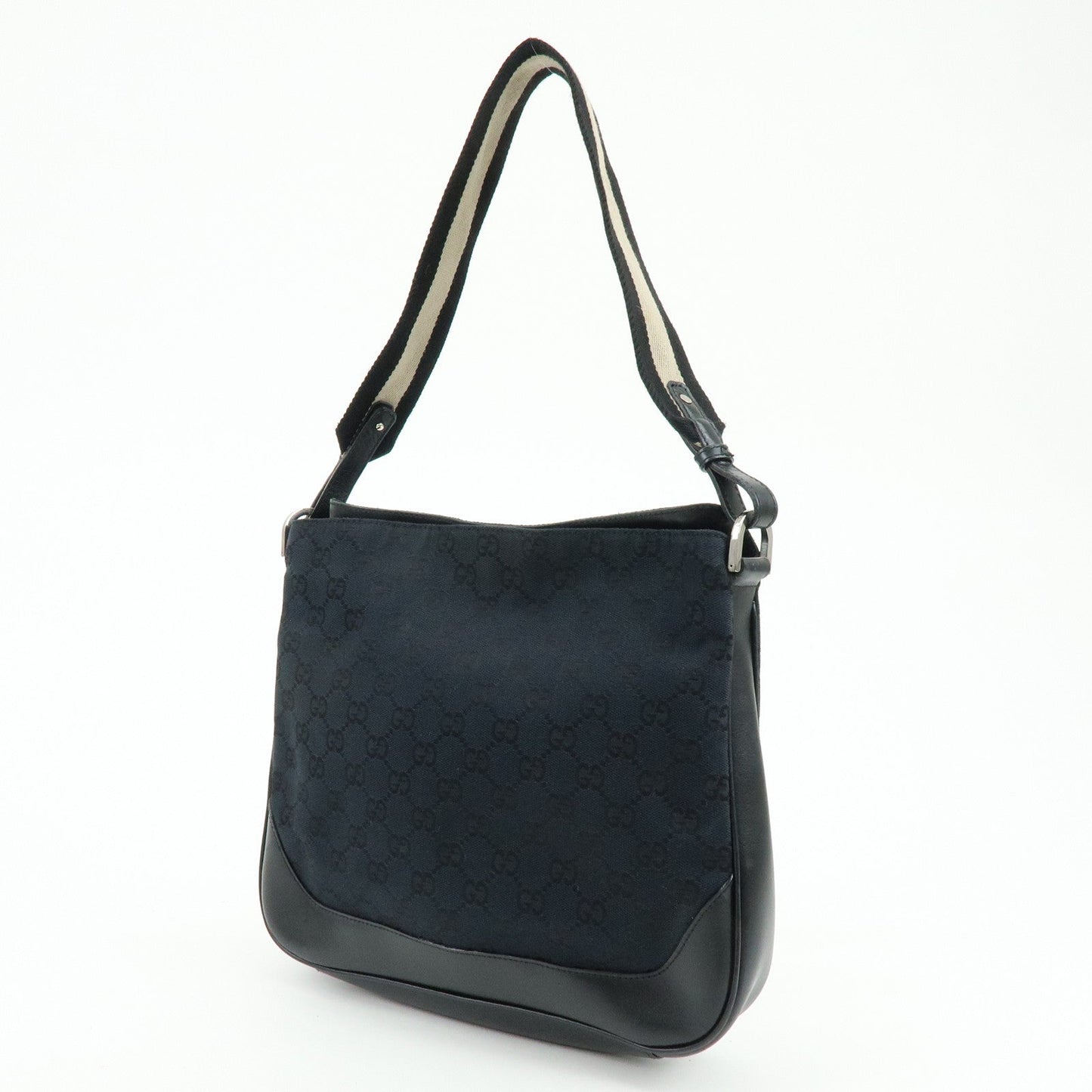 GUCCI GG Canvas Leather Shoulder Bag Black 001?4095?001553