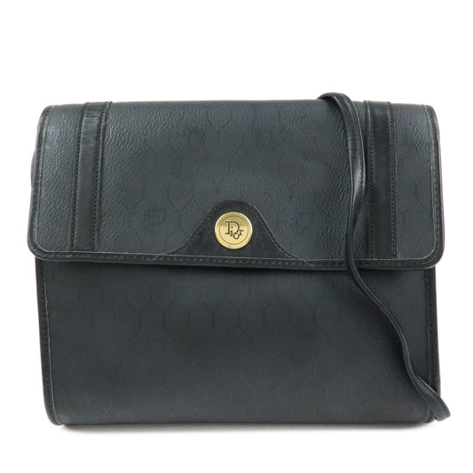 Christian Dior Honeycomb PVC Leather Shoulder Crossbody Bag Black