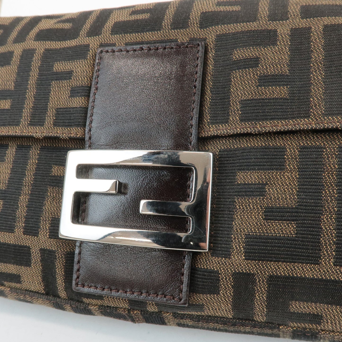 FENDI Zucca Mamma Baguette Canvas Shoulder Bag 26424 Brown Black