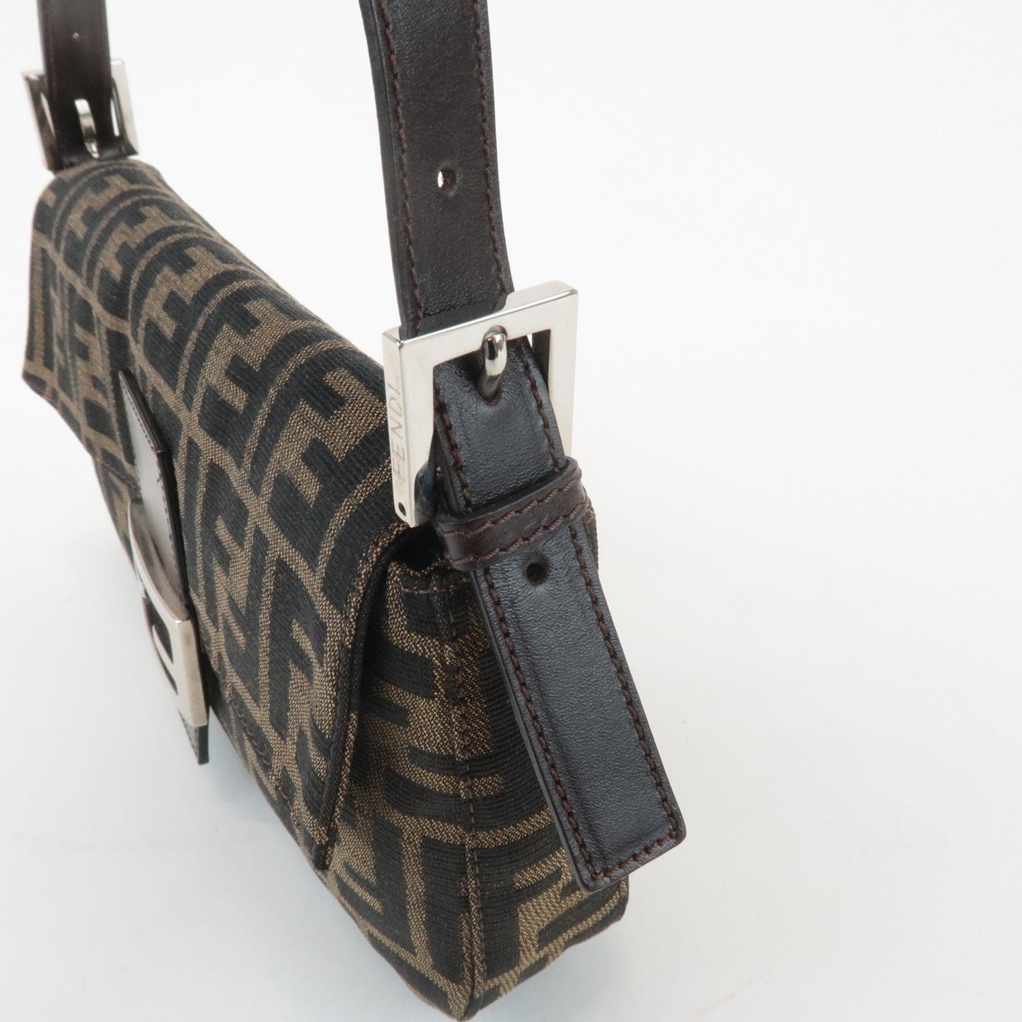 FENDI Zucca Mamma Baguette Canvas Shoulder Bag 26424 Brown Black