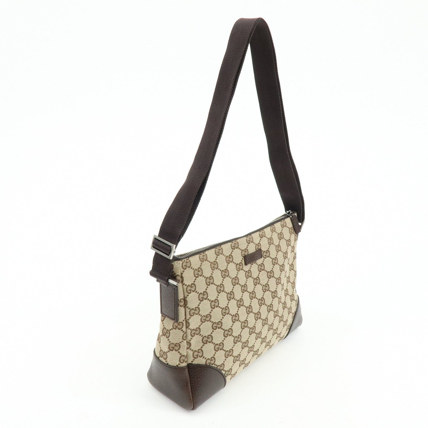 GUCCI GG Monogram Canvas Leather Shoulder Bag Beige Brown 114273