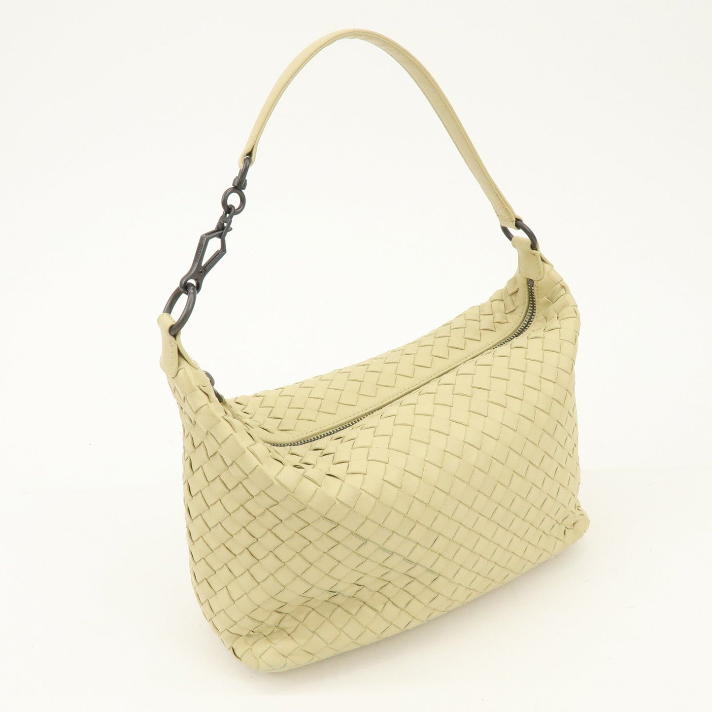 BOTTEGA VENETA Hobo Intrecciato Leather Shoulder Bag Beige 239988