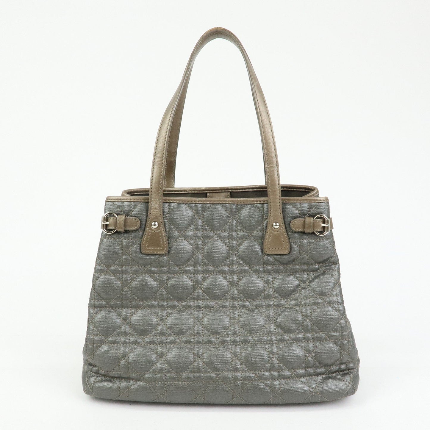 Christian Dior Panarea Cannage PVC Coated Canvas Tote Bag Gray