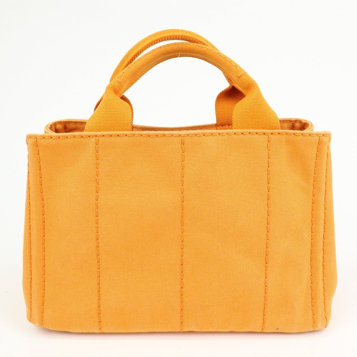 PRADA Triangle Logo Canapa Mini Canvas Tote Hand Bag Orange BN2439