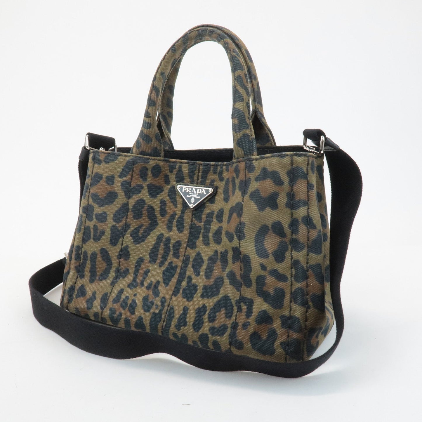 PRADA Canapa Canvas 2Way Bag Hand Bag Shoulder Bag Camouflage B2642B